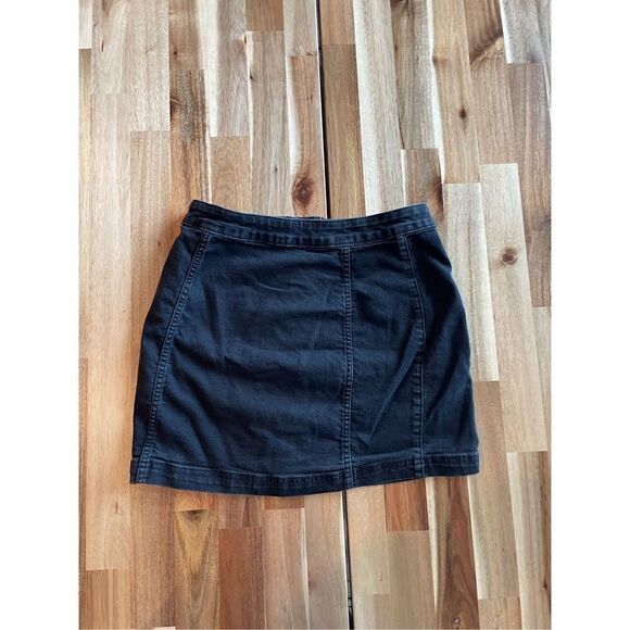 Free People Little Daisies Black Denim Mini Skirt - Picture 2 of 5